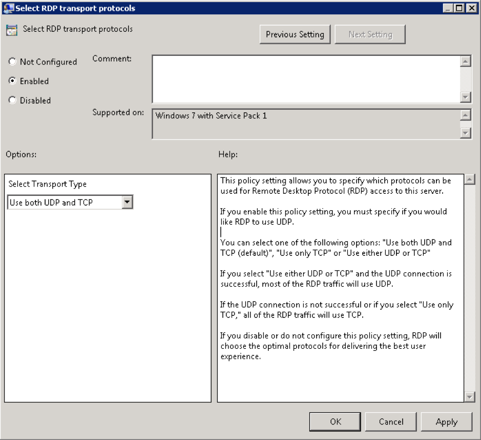 UDP / TCP Policy